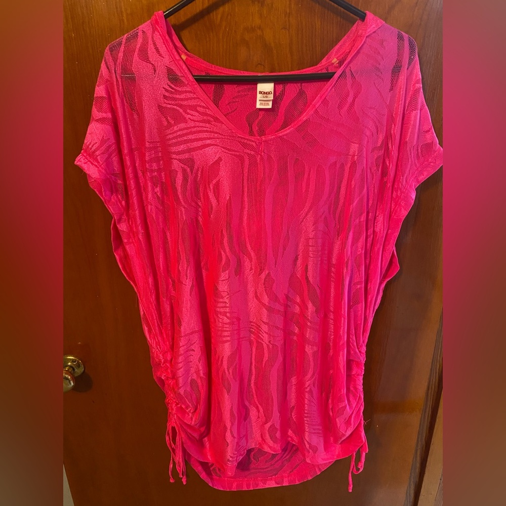 Preowned Bongo Hot Pink Swimsuit Cover-Up with Hood - Large